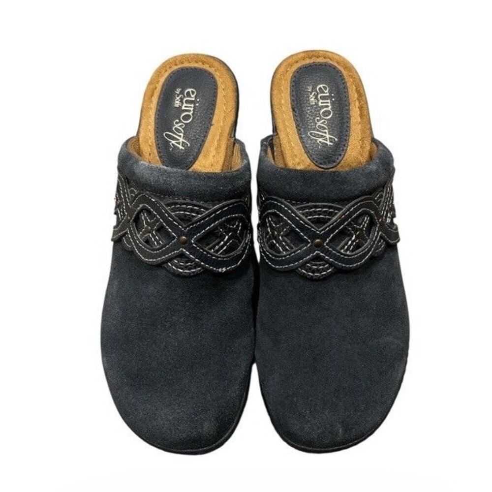 Eurosoft by Sofft Women’s Suede Navy Clogs 6.5 Slip On Comfort Shoes Pre-Owned